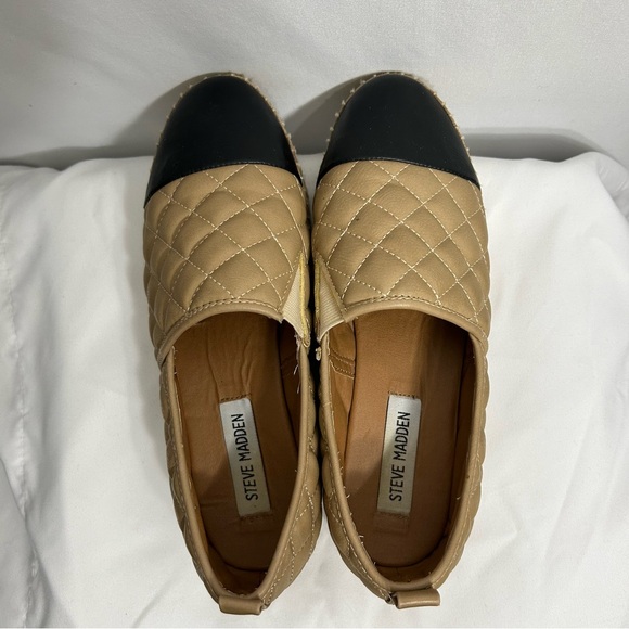 Steve Madden Palamo Quilted two tone Stitched Espadrille Natural Loafers Sz. 6.5 - Picture 5 of 15